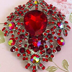 A BOLD STATEMENT RED BROOCH